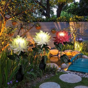 Crisântemo flores luz solar led ao ar livre jardim simulação flor gramado plug-in terras paisagem lamps241g