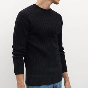 Мужские свитера Мужской свитер с круглым вырезом из мягкой мериносовой шерсти с термострочкой 231211