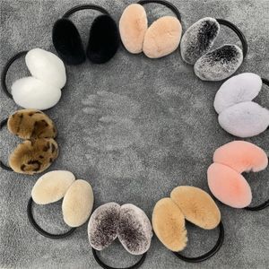 Ear Muffs Natural 100 Rex Rabbit Fur Earmuff Women s Autumn and Winter Warm Earmuffs Cover Warmer 231208