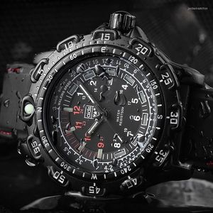 Zegarstki na rękę Dodaje armię outdoor sportowy kwarcowy kwarc zegarki 50 m wodoodpornych mężczyzn czarny silikonowy zegar zegarowy zegar