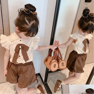 Clothing Sets Summer Girls Set Small Flying Sleeve Shirt Bud Pants Suits Baby Princess Sport Tracksuits Toddler Children 2Pcs Drop Del Dhldy