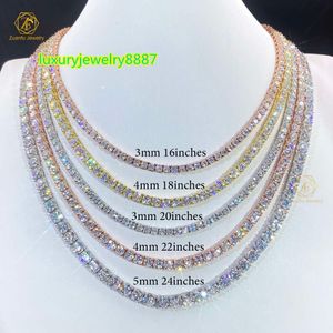 925 Silver Yellow Gold/Rose Gold Plated 3mm 4mm 5mm 6mm 6.5mm Iced Out Moissanite Tennis Necklace Moissanite Manufacturer