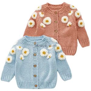 Cardigan Baby Girls Embroider Cardigan Coat Clothing Spring Autumn Baby Girls Long Sleeve Printing Knit Coat Children Kids Girls CoatsL231211