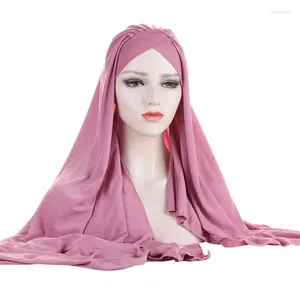 Roupas étnicas Muçulmano Turbante Cap Islam Head Scarf Headwraps para Mulheres Cores Sólidas Moda Alta Qualidade Lady Bonnet Chapéus