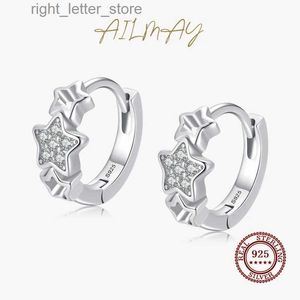 Stud Ailmay Fashion 925 Sterling Silver Sparkling Clear Zircon Star Earrings for Women Classic Wedding Statement Fine Jewelry YQ231211