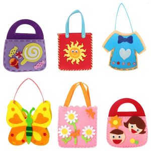 Berets 18 Pcs DIY Non-woven Bag Embroidery Kits Handmade Felt Sewing Kids Craft Fabric Material Accessories Child