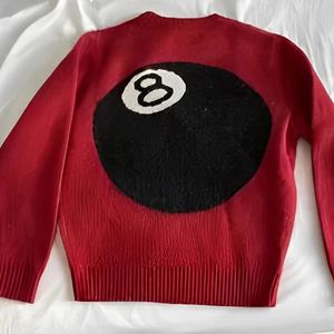Женские вязаные футболки для бильярда, черные 8 пуховиков, осенне-зимний большой свитер, вязаный свободный мужской пуловер в стиле хип-хоп, уличный джемпер 231208
