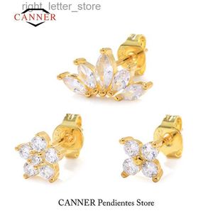 Stud CANNER 3pcs/set Zirconia 925 Sterling Silver Star Crown Round Piercing Cartilage Earrings for Women Fine Jewelry Set Pendientes YQ231211