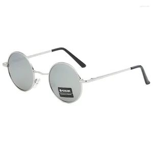 Sonnenbrille KDEAM Silber verspiegelte Linse Runde polarisierte Sonnenbrille Legierungsrahmen Vintager Designer Shades Männer Frauen Strand Sport Gafas UV