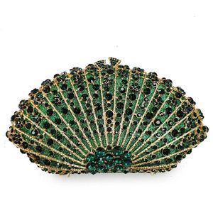 New Arrival Gold Metal Green Rhinestone Purse Crystal Party Bag Designer Women Evening Clutch Bags Dinner Banquet Handbag259F