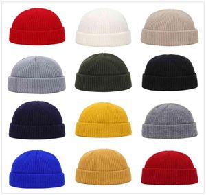 Vintersticklig herr hatt skullcap män beanie hatt vinter kort brimlös baggy melon cap dockare fiskare stickade hatt kvinnor z1212 y211112870595