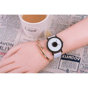 New concept personality inverted pointer watch women's Korean version simple black and white couple men's Watch