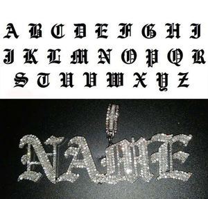 Hip Hop Custom Name Old English Gothic Font Letter Pendant Necklace Iced Out CZ Men Women Gold Silver Color Jewelry Necklaces 20102087005