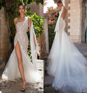 Elihav Sasson Mermaid Wedding Dresses One 어깨 레이스 아플리케 Illusion Backless Bridal Gowns Split Sexy Beach Wedding Dress