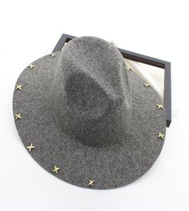 Szeroka wełna poczuła się fedora jazz hats nutki dekoracje kobiety mężczyźni panama styl trylby impreza cowboy cap unisex moda hazardzista hat6523934