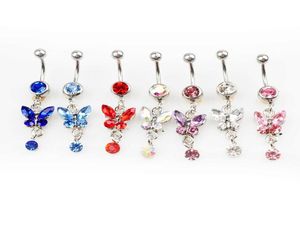 D0347 6 Colors Mix Colors Belly Button Navel Rings Body Piercing Jewelry Dangle Accessories Fashion Charm Butterfly 20Pcs Lot Jnxp3793262
