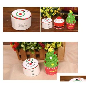 Towels Robes New Creative Cakes Snowman Party Cake Santa Claus Christmas Towel Washcloth Cotton Bath Gift Drop Delivery Baby Kids Mate Dhxtu