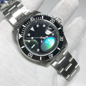 2020 New Black Watch Sub Men Sweeping Movement 40mm自動機械時計グライドロックセラミックベゼルSapphire Glass Watches2612