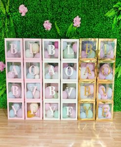 4pcs Clear Cardboard Cube Box Plastic Balloon Gift Box Baby Shower Paper Bag Party Favor Candy Dragee Cake Wedding Packaging7709445