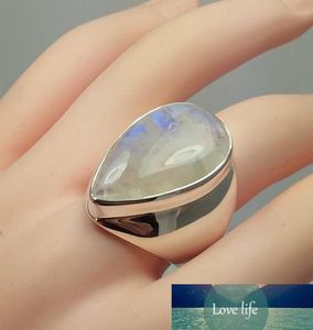 Dichiarazione di goccia d'acqua Anello in argento sterling 925 con pietra di luna grande per le donne Anello di anniversario per la festa nuziale Gioielli personalizzati1203014