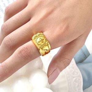 anello da uomo in acciaio al titanio, tendenza moda, anello in oro, stile francese retrò transfrontaliero europeo e americano, di fascia alta e squisito