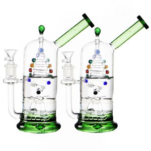 Huvudglasbongs vattenpipa/ mini 6 tum Hereditary Double Helix Kinetic Spinning Perc Dab Rig 14mm Water Pipe