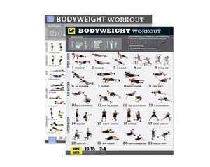 Set di poster per esercizi a corpo libero Laminato, set di 2 grafici, allenamenti per il peso corporeo di uomini e donne, per palestra domestica, fitness5411201