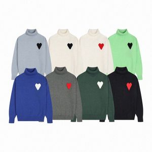 디자이너 까마귀 스웨터 Amis for Mens 스탠드 칼라 럭셔리 스웨트 셔츠 패턴 자수 풀오버 아미스 스웨터 유행 스포츠웨어 캐주얼 커플