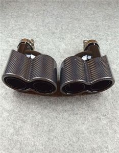 1 Pair H model Exhaust Pipe Shiny Carbon fiber Glossy black For Akrapovic Dual Exhausts Muffler Tail Nozzle Pipes3692643