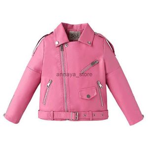 Cardigan Quality Girls Leather Jacket Toddler Baby Winter Wind Breaker Kids Motor Coat Fashion Children ClothesL231211