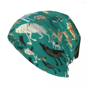 Basker Wolves of the World (Green Pattern) Knit Hat Anime Hats Baseball Cap Golf Hard For Women Men's