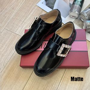 patent matte genuine leather loafers square buckles rhinestones Mary Jane designer versatile college style women Chelsea single shoes