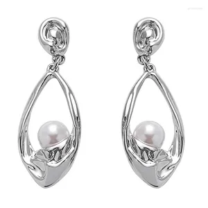 Dangle Earrings Eetit 2023 Zinc Alloy Geometric Hollow Imitation Pearls Drop Simple Metal Charm Vintage Jewelry Accessories Gift