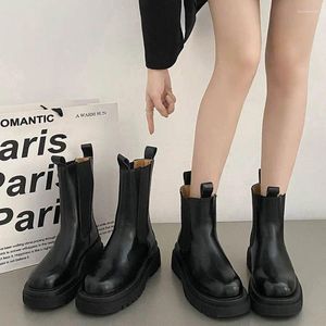 Botas plataforma plana sapatos rendas até botas-mulheres dedo do pé redondo tamancos preto verão tornozelo borracha lolita rock 2023 med senhoras pu lace-up s