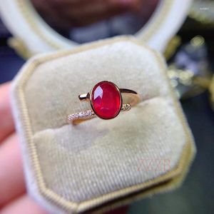 Cluster Rings Natural Ruby Ring Women's Engagement Wedding Promise 925 Silver Party Jewelry Gift