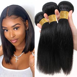 Perucas sintéticas atacado cabelo cru indiano em linha reta feixes de cabelo humano natural preto para mulheres osso cabelo reto 2/3 pacotes negócio 231211