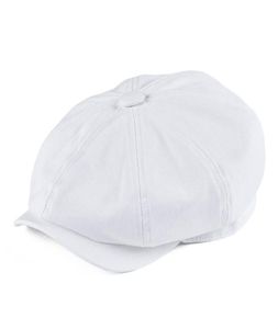 BOTVELA Cappello da strillone bianco da uomo039s Cappello in twill di cotone da donna039s Baker Boy Caps Retro grande copricapo Cappelli grandi Cabbie Apple Bere7187603