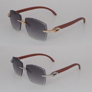 Neue Moissanit-Diamant-Set-Sonnenbrille für Damen, Herren, Original-Holz, randlos, Damen-Sonnenbrille, große Steine, 2 5 Karat Diamant, C, Decorat254e