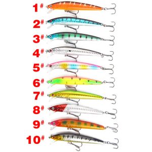 Saltvattenfiske lockar bas lockar ryck, 5.3 i stora Minnow crankbaits bas walleye gädda badbetar lockar (10 st) 12 ll