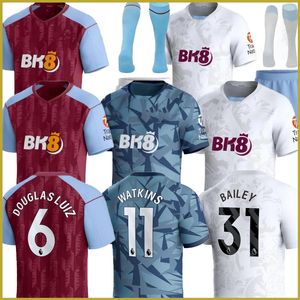 2023 2024 Futbol Gömlek Aston Villas Futbol Formaları Çocuk Kiti Ev Eğitimi Hayranları Watkins Camisetas Futbol Mings Buendia McGinn Maillot Foot Siyah Kaleci 30