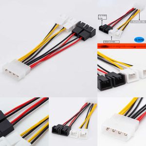 Yeni dizüstü bilgisayar adaptörleri şarj cihazları 1pcs/lot bilgisayar soğutma fanı güç kabloları 4pin molex'e 3pin fan güç kablosu adaptör konnektörü 12V*2/5V*2 CPU PC kasası fanı için