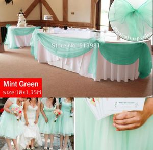 Promoção hortelã verde 10m 135m sheer organza swag tecido casa decoração de casamento organza tecido mesa cortina hq 3322819