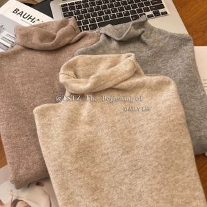 Damen-Strick-Tees, 100 % reiner Kaschmirpullover, Rollkragenpullover für Damen, Herbst-Winter-Pullover mit Florkragen und Rollrand unten, Strickwaren 231211