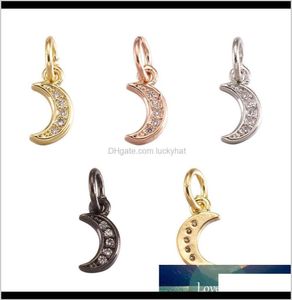 7Pcs Brass Micro Pave Cubic Zirconia Moon Charm Pendants For Jewlery Making Diy Bracelet Necklace Decor Accessorrieshole35Mm Ljjij6747175