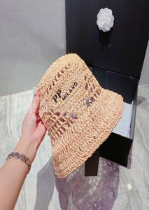 Rafia Straw Bucket Hat Cap dla mężczyzn Woman Baseb All Caps Beanie Casquettes Fisherman Hats Hats Patchwork Summer Sun8605325