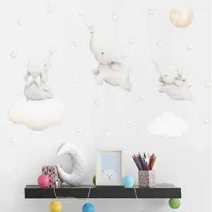 Wall Stickers Cute Elephant Sticker With Wings Self-adhesive Paper Kid Baby Room Decoration