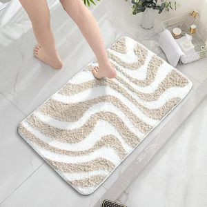 Tappetini da bagno Tappetino antiscivolo in microfibra con motivo zebrato cucito manualmente Tappeto lavabile in peluche floccato jacquard personalizzabile