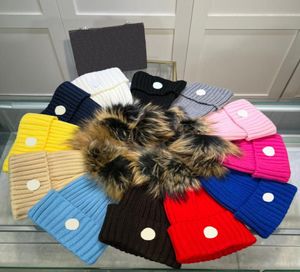 Designer boné inverno malha gorro de lã mulheres chunky malha grossa quente faux fur pom gorros chapéus feminino bonnet beanie bonés 12 3561645