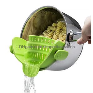 Colanders & Strainers Sile Colanders Kitchen Clip On Pot Strainer Drainer For Draining Excess Liquid Pasta Vegetable Cookware Drop Del Dhh7T