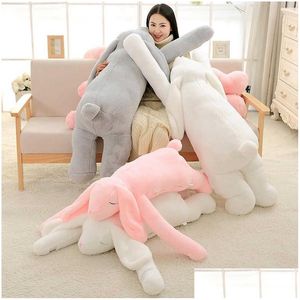 Мягкие плюшевые животные 90/120 см Nt Bunny Rabbit Toys Мягкая кукла-животное Подушка Прекрасный мультфильм Большие уши Закрыть глаза Дети Девушка Gi Otevx